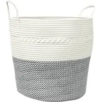vidaXL Opbergmand Ø 43x38 cm katoen grijs en wit