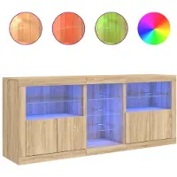 vidaXL Dressoir met LED-verlichting 162x37x67 cm sonoma eikenkleurig