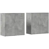 vidaXL Dressoirs, 2 stuks, betonkleur, 79x38x80 cm, houtvezelplaat