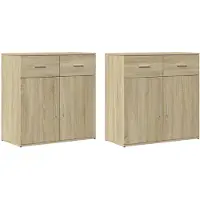 vidaXL Dressoirs 2 st 79x38x80 cm bewerkt hout sonoma eikenkleurig
