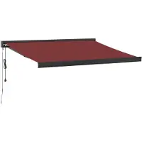 vidaXL Elektrische Zonneluifel 3,5 x 2,5 m Bordeauxrood 100% Polyester