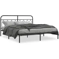 vidaXL Bedframe met hoofdbord metaal zwart 193x203 cm