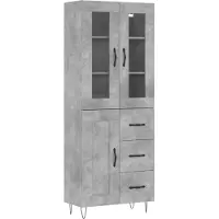 vidaXL Hoge kast 69,5x34x180 cm bewerkt hout betongrijs