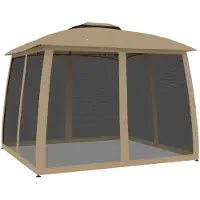 vidaXL Paviljoen met dubbel dak en netwanden, taupe, 2,93 x 2,93 m, staal