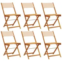 vidaXL Klapstoelen set van 6 stuks, beige stof en massief hout