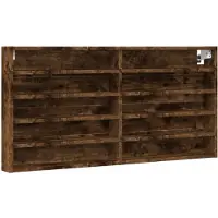 vidaXL Vitrinekast 100x8,5x50 cm bewerkt hout gerookt eikenkleurig