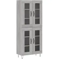 vidaXL Hoge kast 69,5x34x180 cm bewerkt hout grijs sonoma eikenkleurig