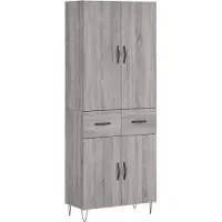 vidaXL Hoge kast 69,5x34x180 cm bewerkt hout grijs sonoma eikenkleurig