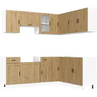 vidaXL 11-delige Keukenkastenset Porto bewerkt hout artisanaal eiken