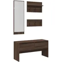 Super Merchant 4-delige Garderobe set bewerkt hout bruin eikenkleurig