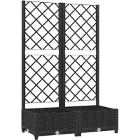 vidaXL Plantenbak met trellis zwart 80x40x121,5 cm PP