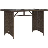 vidaXL Tuintafel met glazen blad 110x68x70 cm poly rattan bruin