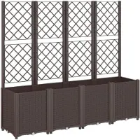 vidaXL Plantenbak met latwerk 160x40x140 cm polypropeen bruin