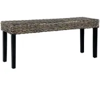 vidaXL Bankje 110 cm natuurlijk kubu rattan en massief mahoniehout zwart