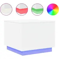 vidaXL Salontafel met LED-verlichting, wit, 50x50x40 cm