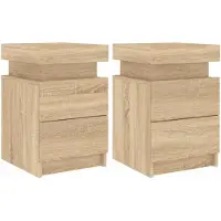 vidaXL Nachtkastjes met LED-verlichting 2 st 35x39x55 cm sonoma eiken