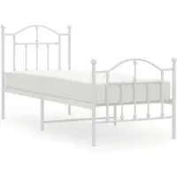 vidaXL Bedframe met hoofd- en voeteneinde metaal wit 75x190 cm