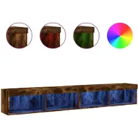DKD Home Decor Tv-meubels met LED-verlichting 2 st 100x30x30 cm gerookt eiken