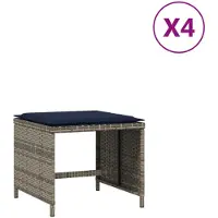 vidaXL Tuinkrukken 4 st met kussens 40x40x35 cm poly rattan grijs