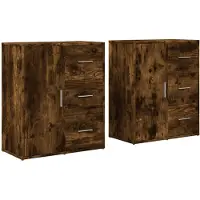 vidaXL Dressoirs 2 st 60x31x70 cm bewerkt hout gerookt eikenkleurig