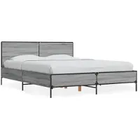 vidaXL Bedframe bewerkt hout metaal grijs sonoma eiken 140x190 cm