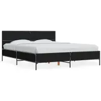 vidaXL Bedframe bewerkt hout metaal zwart 150x200 cm