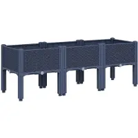 vidaXL Plantenbak met poten 120x40x42 cm polypropeen blauwgrijs