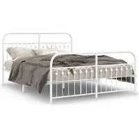vidaXL Bedframe met hoofdeinde en voeteneinde, metaal, wit, 150x200 cm