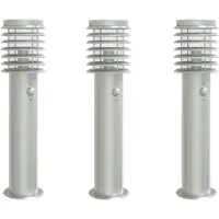 vidaXL Wegverlichting met bewegingssensor, 3 stuks, zilverkleurig, 60 cm, roestvrij staal
