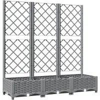 vidaXL Plantenbak met latwerk 120x40x121,5 cm polypropeen lichtgrijs