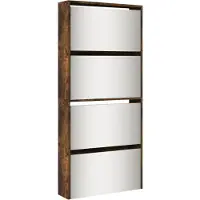 vidaXL Schoenenkast met spiegel 4-laags 63x17x134 cm gerookt eiken