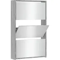 vidaXL Schoenenkast met spiegel 3-laags 63x17x102,5 cm grijs sonoma
