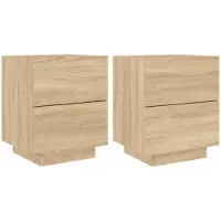 vidaXL Nachtkastjes met LED-verlichting 2 st bewerkt hout sonoma eiken