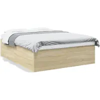 vidaXL Bedframe bewerkt hout sonoma eikenkleurig 150x200 cm