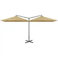 vidaXL Parasol dubbel met stalen paal 600x300 cm taupe