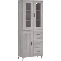 vidaXL Hoge kast, grijs Sonoma, 69,5 x 34 x 180 cm, houtvezel