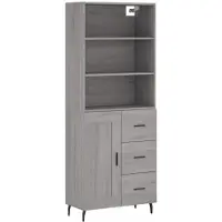 vidaXL Hoge kast, grijs Sonoma, 69,5 x 34 x 180 cm, houtvezel