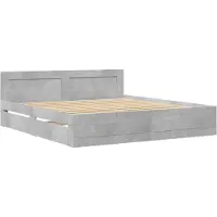 vidaXL Bedframe met hoofdeinde bewerkt hout betongrijs 180x200 cm