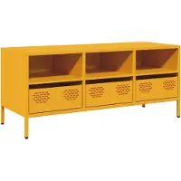 vidaXL Tv-meubel 101,5x39x43,5 cm koudgewalst staal mosterdgeel