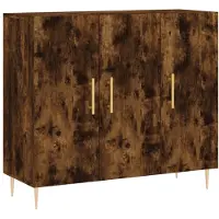 vidaXL Dressoir, gerookt eikenfineer, 90x34x80 cm, houtvezelplaat