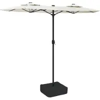 vidaXL Parasol dubbel dak met LED 316x145 cm zandwit