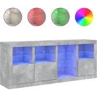 vidaXL Dressoir met LED-verlichting, betonkleur, 164x37x67 cm