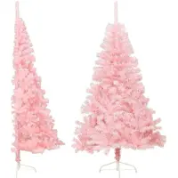 vidaXL Kunstkerstboom met standaard half 120 cm PVC roze