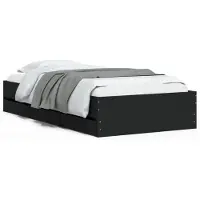 vidaXL Bedframe met lades, zwart, 100x200 cm, houtvezel