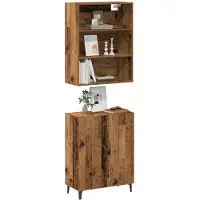 vidaXL Dressoir met wandkast, uitstraling van oud hout, houtvezel