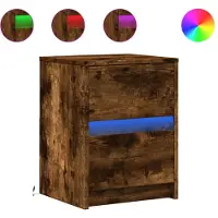 vidaXL nachtkastje met LED-verlichting bewerkt hout gerookt eikenkleur