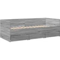 vidaXL Slaapbank met lades zonder matras 75x190 cm grijs sonoma eiken