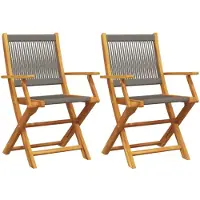 vidaXL Inklapbare stoelen 2 st massief acaciahout en polypropeen grijs
