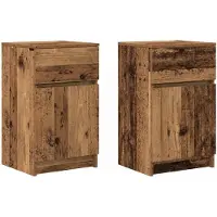 vidaXL Nachtkastjes 2 st 39x35x65 cm bewerkt hout oud houtkleurig
