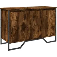 vidaXL Wastafelonderkast, gerookt eikenfineer, 91x35x60 cm, houtvezelplaat